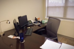 Picture of Melissa’s side desk set up after ergo assessment