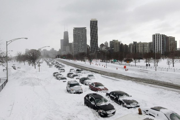 Cars trapped in snow